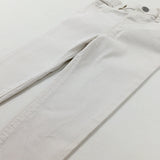 White Denim Jeans With Adjustable Waist - Girls 12-18 Months