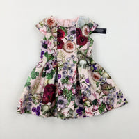 **NEW** Colourful Flowers Pink Dress - Girls 12-18 Months