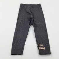 'Lion King' Sparkly Spotty Charcoal Grey Leggings - Girls 12-18 Months