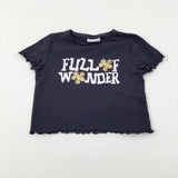 'Full Of Wonder' Flowers Sequinned Charcoal Grey T-Shirt - Girls 4-5 Years