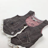 Lace Brown Checked Waistcoat - Girls 12-18 Months