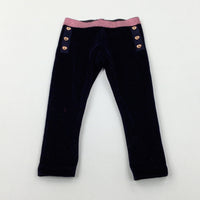 Sparkly Navy Velour Leggings - Girls 12-18 Months