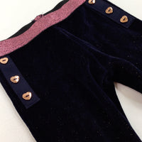 Sparkly Navy Velour Leggings - Girls 12-18 Months