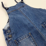 Distressed Mid Blue Denim Dungarees - Girls 12-18 Months