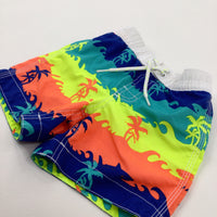 Sharks & Palm Trees Colourful Swim Shorts - Boys 18-24 Months