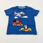 Planes Trains & Cars Appliqued Blue T-Shirt - Boys 12-18 Months