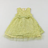 Lace Flowers Yellow Dress - Girls 18-24 Months