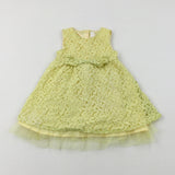 Lace Flowers Yellow Dress - Girls 18-24 Months