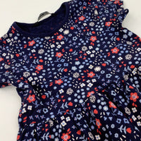 Flowers Navy Jersey Dress - Girls 18-24 Months