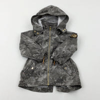 Sequinned Heart Appliqued Camouflage Grey Jacket - Girls 18-24 Months