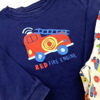 'Red Fire Engine' Navy Pyjamas - Boys 18-24 Months