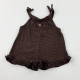 Brown Checked Wool Mix Short Dungarees - Girls 18-24 Months