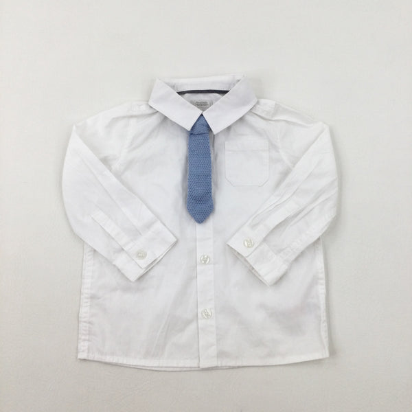 Knitted Tie White Shirt - Boys 18-24 Months