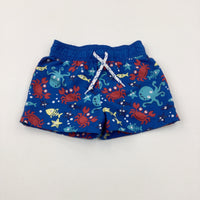 Sea Animals Blue Swim Shorts - Boys 12-18 Months