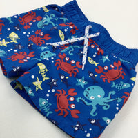 Sea Animals Blue Swim Shorts - Boys 12-18 Months