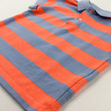 Neon Orange & Blue Striped Polo Shirt - Boys 2-3 Years