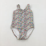 Colourful Flowers White Swim Suit - Girls 18-24 Months