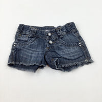 Blue Denim Shorts With Adjustable Waist - Girls 18-24 Months