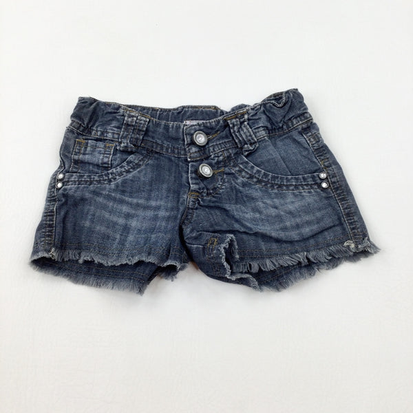 Blue Denim Shorts With Adjustable Waist - Girls 18-24 Months