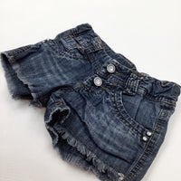 Blue Denim Shorts With Adjustable Waist - Girls 18-24 Months