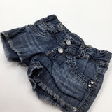 Blue Denim Shorts With Adjustable Waist - Girls 18-24 Months