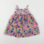 Flamingoes & Tropical Leaves Pink Dress - Girls 12-18 Months