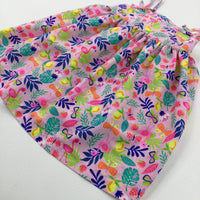 Flamingoes & Tropical Leaves Pink Dress - Girls 12-18 Months