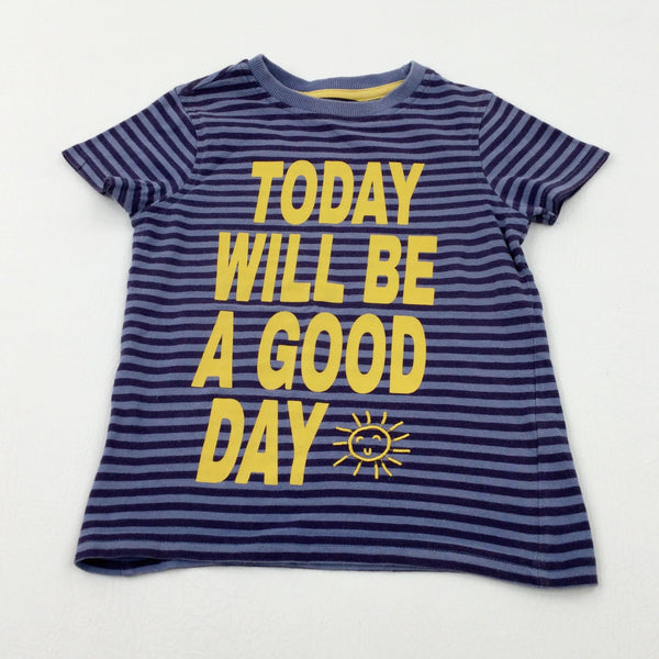 'Today Will Be A Good Day' Sun Navy Striped T-Shirt - Boys 2-3 Years