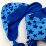 Stars Blue Fleece Winter Hat & Scarf Set - Boys 2-3 Years