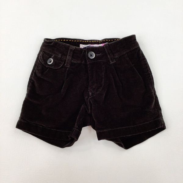 Brown Cord Shorts With Adjustable Waist - Girls 18-24 Months