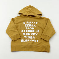 'Giraffe Zebra' Mustard Yellow Hoodie - Boys 2-3 Years