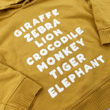 'Giraffe Zebra' Mustard Yellow Hoodie - Boys 2-3 Years