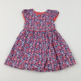 Flowers Blue & Pink Dress - Girls 2-3 Years