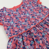 Flowers Blue & Pink Dress - Girls 2-3 Years