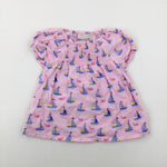 Boats & Whales Pink Top - Girls 12-18 Months