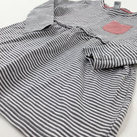 Grey Striped Jersey Dress - Girls 2-3 Years