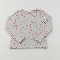 Textured Spotty White Long Sleeve Top - Girls 2-3 Years