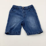 Mid Blue Denim Shorts With Adjustable Waist - Boys 18-24 Months