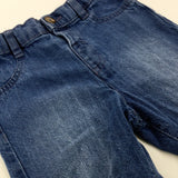 Mid Blue Denim Shorts With Adjustable Waist - Boys 18-24 Months