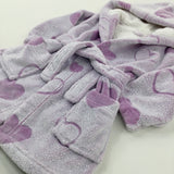 Hearts Sparkly Lilac Fluffy Dressing Gown - Girls 18-24 Months