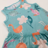 Tropical Birds Green Vest Top & Shorts Set - Girls 18-24 Months