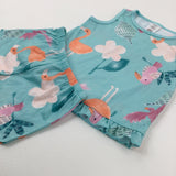 Tropical Birds Green Vest Top & Shorts Set - Girls 18-24 Months