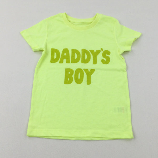 'Daddy's Boy' Neon Yellow T-Shirt - Boys 4-5 Years