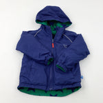 Stars Green/Navy Fleece Reversible Winter Coat - Boys 4-5 Years