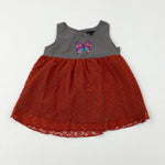 Butterfly Grey & Orange Dress - Girls 4-5 Years