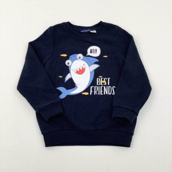 'Best Friends' Shark Navy Sweatshirt - Boys 3-4 Years