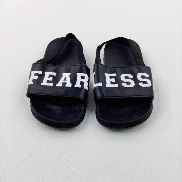 'Fearless' Black Sliders - Shoe Size 7