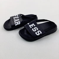 'Fearless' Black Sliders - Shoe Size 7