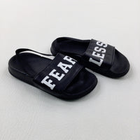 'Fearless' Black Sliders - Shoe Size 7