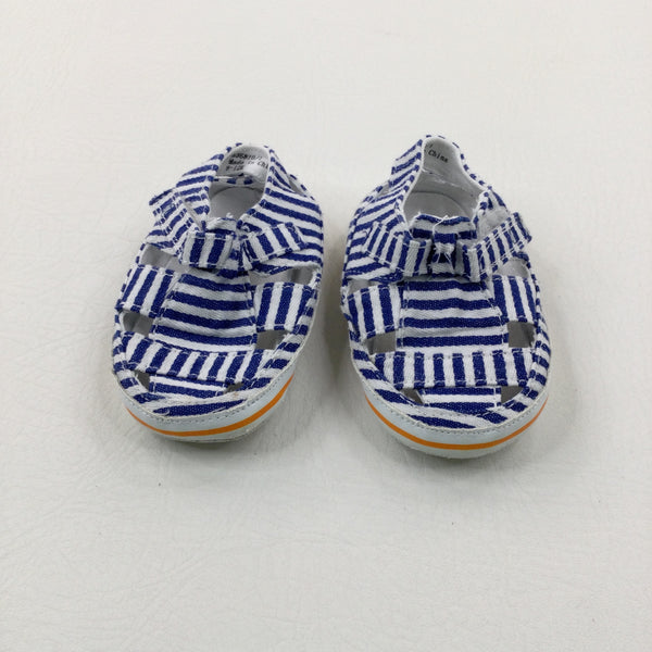 Navy Striped Baby Shoes - Shoe Size 9-12